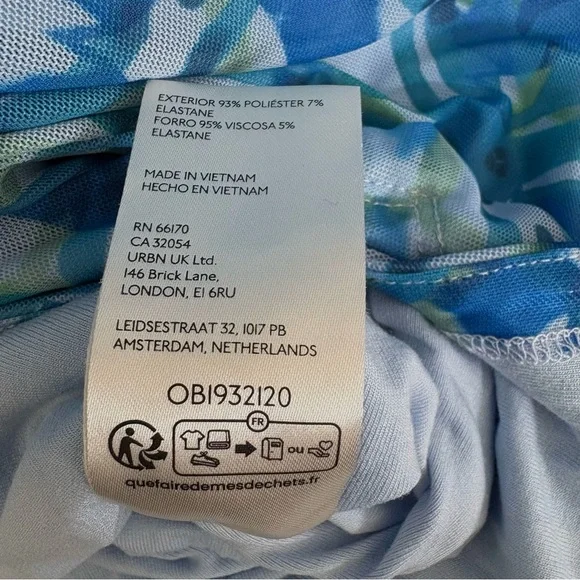 Anthropologie The Maya Ruched Cowl-Neck Dress Mesh Edition Blue Floral Dress - Picture 12 of 16